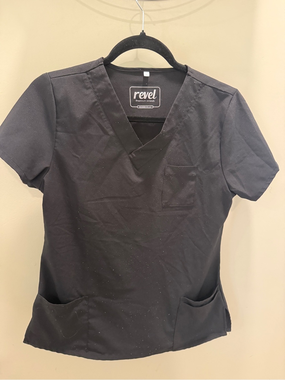 Revel Women's Black V-Neck Short Sleeve Scrub Top